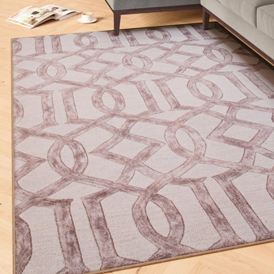 Loomed Beige Contemporary Abstract Soft Chenille Washable Living Room Area Rug 120Cm X 170Cm - image 1
