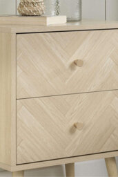 Pair Of 2 Drawer Oak Bedside Cabinet Birlea Herringford Chevron - thumbnail 2
