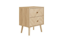 Pair Of 2 Drawer Oak Bedside Cabinet Birlea Herringford Chevron - thumbnail 9