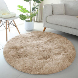 Ameha Round Rugs Living Room 120X120 Cm Fluffy Shaggy Beige Area Rugs For Bedroom Modern Super Soft Floor Carpets Bedside Rug - thumbnail 3