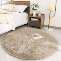 Ameha Round Rugs Living Room 120X120 Cm Fluffy Shaggy Beige Area Rugs For Bedroom Modern Super Soft Floor Carpets Bedside Rug - thumbnail 2