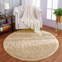 Ameha Round Rugs Living Room 120X120 Cm Fluffy Shaggy Beige Area Rugs For Bedroom Modern Super Soft Floor Carpets Bedside Rug - thumbnail 7