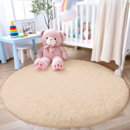 Ameha Round Rugs Living Room 120X120 Cm Fluffy Shaggy Beige Area Rugs For Bedroom Modern Super Soft Floor Carpets Bedside Rug - thumbnail 4