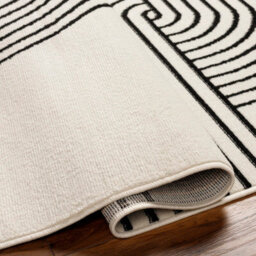 Livabliss Pisa-Modern Off-White Black Graphic Living Dining Bedroom Rug 200 X 275 Cm Easy Care, Non Shedding - thumbnail 4
