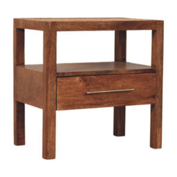 Artisan Furniture Solid Wood The Caldera Bedside Stand, 1-Drawer, 1 Shelf, Brown - thumbnail 4