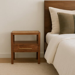 Artisan Furniture Solid Wood The Caldera Bedside Stand, 1-Drawer, 1 Shelf, Brown - thumbnail 1