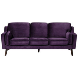 Beliani Sofa 3 Seater Lokka Velvet Purple - thumbnail 1