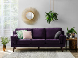 Beliani Sofa 3 Seater Lokka Velvet Purple - thumbnail 2