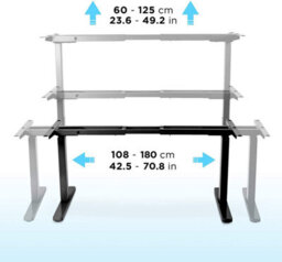 Duronic Tm23 Bk Sit Stand Desk Frame, Height Adjustable, Memory Function, Electric Dual Motor/3 Stage - Base Frame Only - Black - thumbnail 3