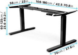 Duronic Tm23 Bk Sit Stand Desk Frame, Height Adjustable, Memory Function, Electric Dual Motor/3 Stage - Base Frame Only - Black - thumbnail 2