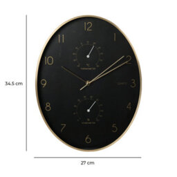Jack Stonehouse Indoor Oval Wall Clock 84.5Cm Thermometer And Hygrometer In Black Dial Golden Rim Quartz Movement - thumbnail 2