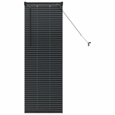 Berkfield Modern Window Blind With Curtains Manual Black Aluminium