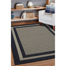 Melrose County Navy Bordered Indoor Non-Slip Large Area Rug 160/225Cm - thumbnail 2