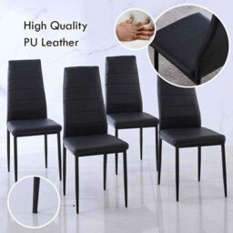 Dining Set Of 4 Kitchen Dining Table And 4 Chairs White Black Dining Table With 4 Black Leather Chairs Kosy Koala - thumbnail 8