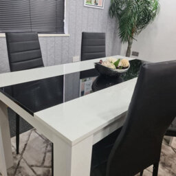 Dining Set Of 4 Kitchen Dining Table And 4 Chairs White Black Dining Table With 4 Black Leather Chairs Kosy Koala - thumbnail 3