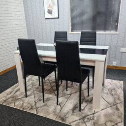 Dining Set Of 4 Kitchen Dining Table And 4 Chairs White Black Dining Table With 4 Black Leather Chairs Kosy Koala