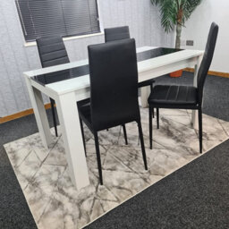 Dining Set Of 4 Kitchen Dining Table And 4 Chairs White Black Dining Table With 4 Black Leather Chairs Kosy Koala - thumbnail 4