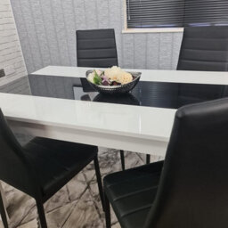 Dining Set Of 4 Kitchen Dining Table And 4 Chairs White Black Dining Table With 4 Black Leather Chairs Kosy Koala - thumbnail 7