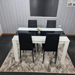Dining Set Of 4 Kitchen Dining Table And 4 Chairs White Black Dining Table With 4 Black Leather Chairs Kosy Koala - thumbnail 2