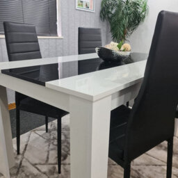 Dining Set Of 4 Kitchen Dining Table And 4 Chairs White Black Dining Table With 4 Black Leather Chairs Kosy Koala - thumbnail 6