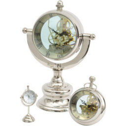 Buttercup Farm Large Paperweight Clock - Aluminum/glass - L13 X W15 X H15 Cm - Silver/brass - thumbnail 3