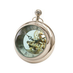 Buttercup Farm Large Paperweight Clock - Aluminum/glass - L13 X W15 X H15 Cm - Silver/brass
