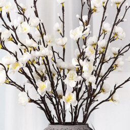 Realistic Silk Artificial Plum Arrangement, Spring Flower Spray For Wedding And Home (White) - thumbnail 7