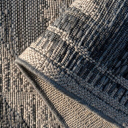 Loomed Charcoal Grey Textured Woven Diamond Tribal Easy Clean Durable Indoor Outdoor Area Rug 120X170Cm - thumbnail 4