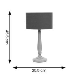 Valuelights Victoria Traditional Grey Wood Candlestick Table Lamp With Charcoal Drum Shade - thumbnail 5