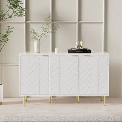Chest Of Drawers, Lacquered, Rounded Corners, 2 Layers 6 Compartments, 127Wx45Dx75H, White - image 1
