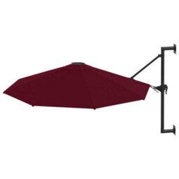 Berkfield Wall-Mounted Parasol With Metal Pole 300 Cm Burgundy - thumbnail 2