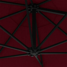 Berkfield Wall-Mounted Parasol With Metal Pole 300 Cm Burgundy - thumbnail 7
