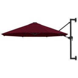 Berkfield Wall-Mounted Parasol With Metal Pole 300 Cm Burgundy - thumbnail 1