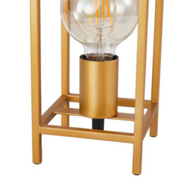 Happy Homewares Vintage And Industrial Style Satin Gold Table Lamp With Rectangular Cage Design - thumbnail 5