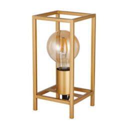Happy Homewares Vintage And Industrial Style Satin Gold Table Lamp With Rectangular Cage Design - thumbnail 2