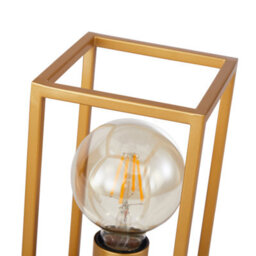Happy Homewares Vintage And Industrial Style Satin Gold Table Lamp With Rectangular Cage Design - thumbnail 3