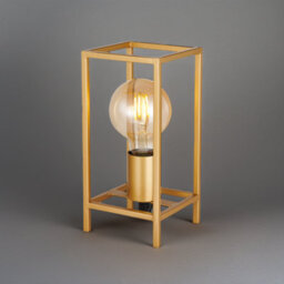Happy Homewares Vintage And Industrial Style Satin Gold Table Lamp With Rectangular Cage Design - thumbnail 8