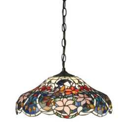 Luminosa Lighting Luminosa Sullivan 1 Light Medium Ceiling Pendant Dark Bronze, Tiffany Glass, E27 - thumbnail 1