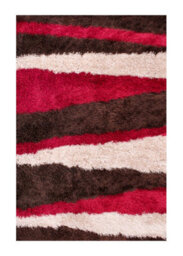 Red Striped Shaggy Handmade Shaggy Sparkle Striped Rug Easy To Clean Living Room And Bedroom-60Cm X 110Cm - thumbnail 5