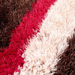 Red Striped Shaggy Handmade Shaggy Sparkle Striped Rug Easy To Clean Living Room And Bedroom-60Cm X 110Cm - thumbnail 2