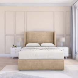 "Sloomy 5Ft Devonshire Coniston Almond Memory Foam Bed Set With 2 Drawers, Mattress & 54"" Wingback Headboard - King" - thumbnail 2