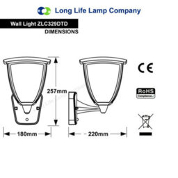 Long Life Lamps Company Dusk Till Dawn Sensor Outdoor Wall Light Zlc329Dtd - thumbnail 2