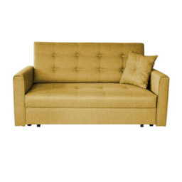 Sofa Bed With Sleeping Function Viva Lux Iii Yellow Wooden Frame And Wavy Springs Freestanding Compact Settee For Guest Room - thumbnail 2