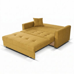 Sofa Bed With Sleeping Function Viva Lux Iii Yellow Wooden Frame And Wavy Springs Freestanding Compact Settee For Guest Room - thumbnail 3