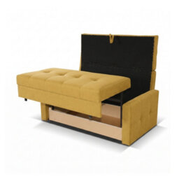 Sofa Bed With Sleeping Function Viva Lux Iii Yellow Wooden Frame And Wavy Springs Freestanding Compact Settee For Guest Room - thumbnail 4