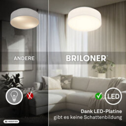 Briloner Mains-Powered Led White Fabric Shade Ceiling Light (Dia)30Cm - thumbnail 9