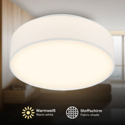 Briloner Mains-Powered Led White Fabric Shade Ceiling Light (Dia)30Cm - thumbnail 2