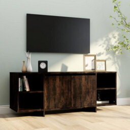 Berkfield Tv Cabinet Smoked Oak 130X35X50 Cm Engineered Wood - thumbnail 3