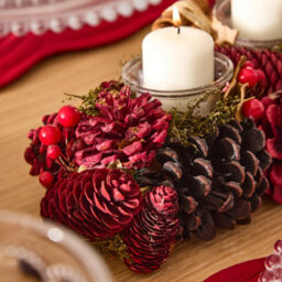 Dibor Cinnamon Pine Trio Tealight Xmas Decoration Centrepiece Christmas Décor Candle Holder - thumbnail 3