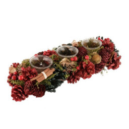 Dibor Cinnamon Pine Trio Tealight Xmas Decoration Centrepiece Christmas Décor Candle Holder - thumbnail 2